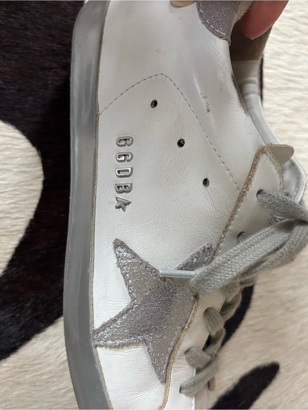 Golden Goose White Sneakers with Silver Star - Picture 10 of 12